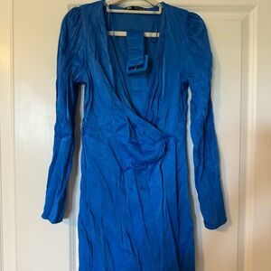 ZARA Elegant Blue Wrap Dress